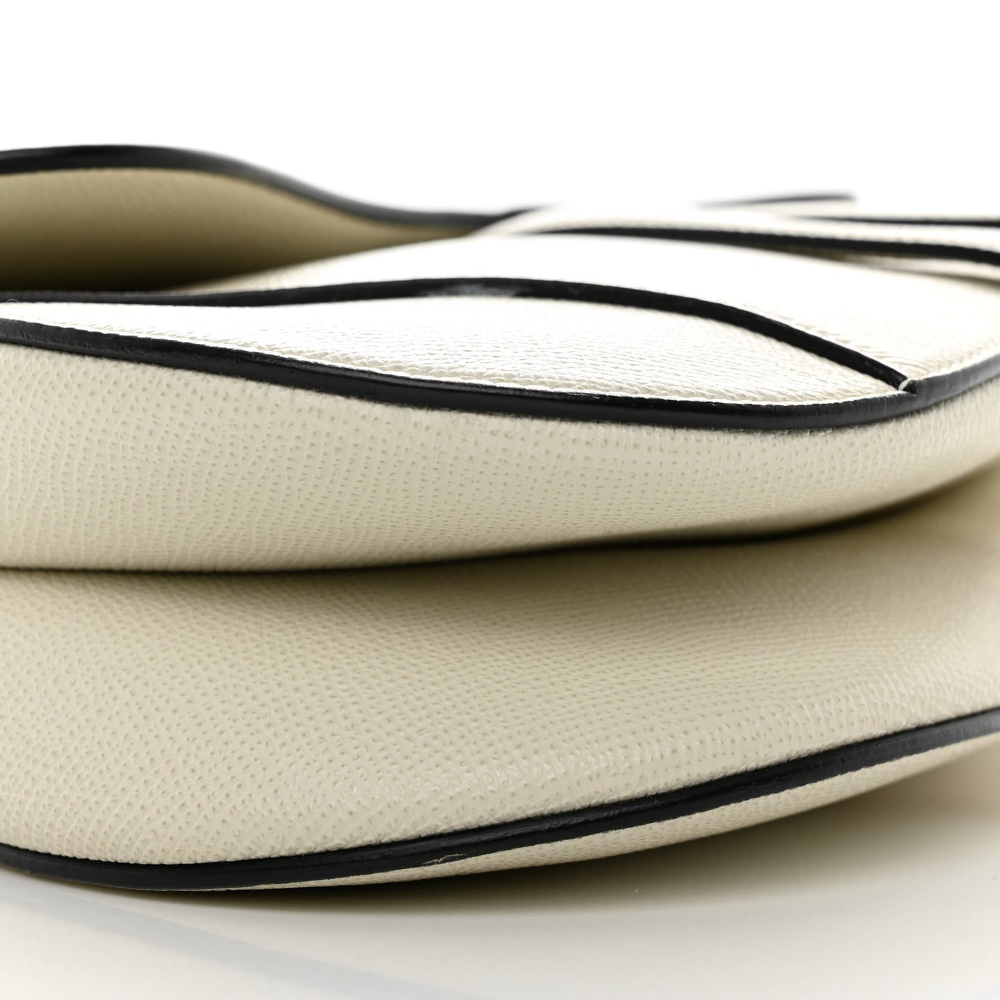 Grained Calfskin Saddle Bag White