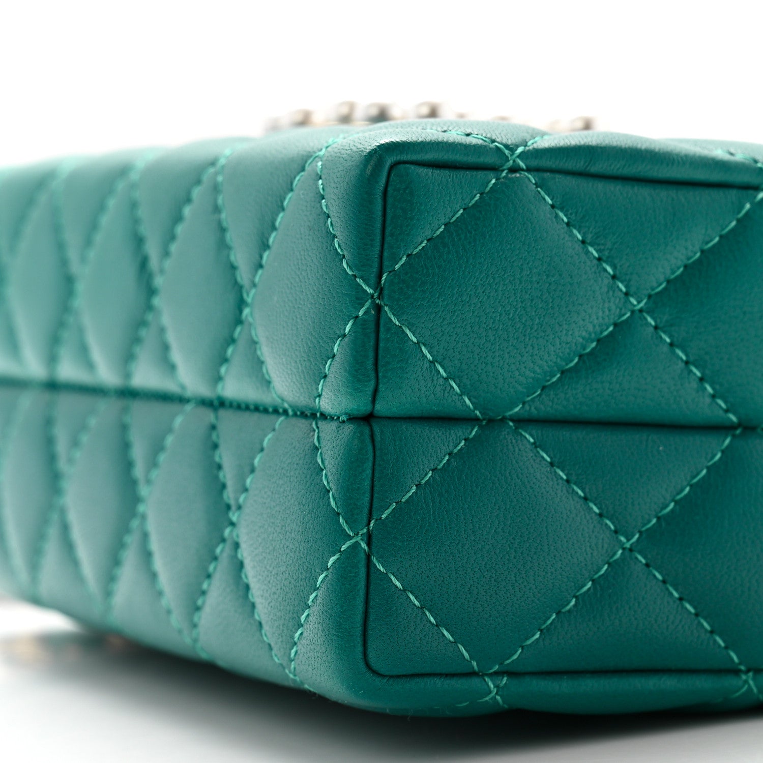Chanel Lambskin Quilted Pearl CC Vanity Case Turquoise 11 of 11