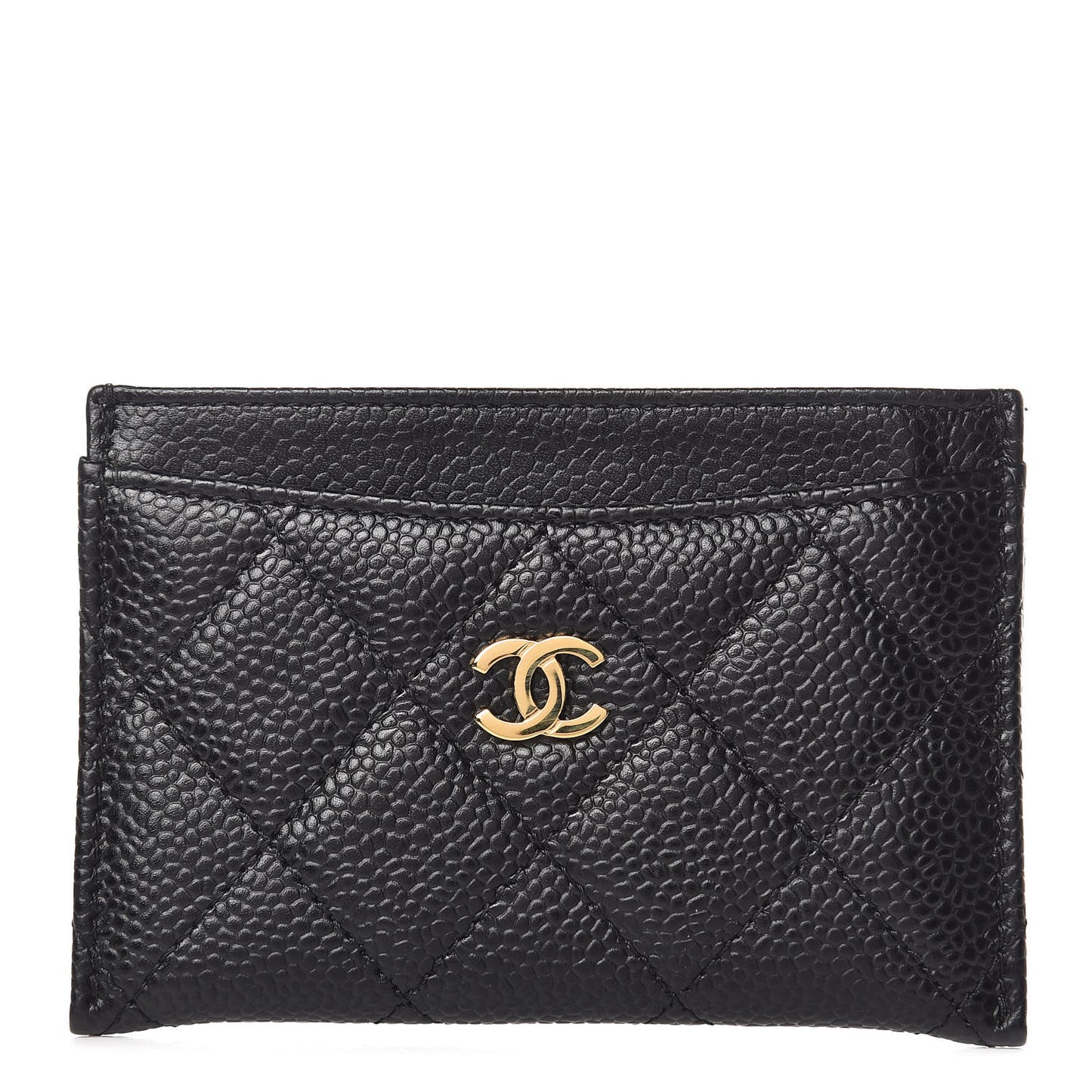 Caviar Quilted Card Holder Black