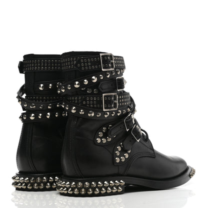 Saint Laurent Smooth Calfskin Studded Womens Punk Ranger Boots 39.5 Black 4 of 11