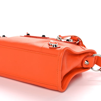 Balenciaga Grained Calfskin Classic Silver Hardware Mini City Orange 9 of 10