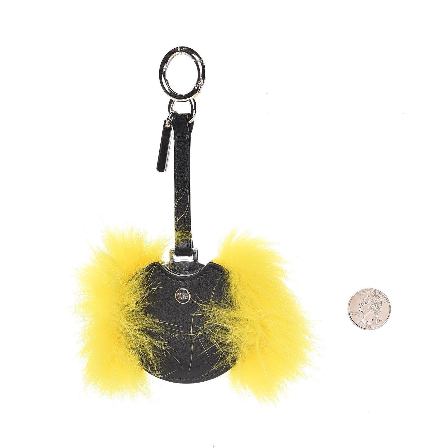 Fox Mink Fur Mirror Monster Bag Bug Charm Black Yellow