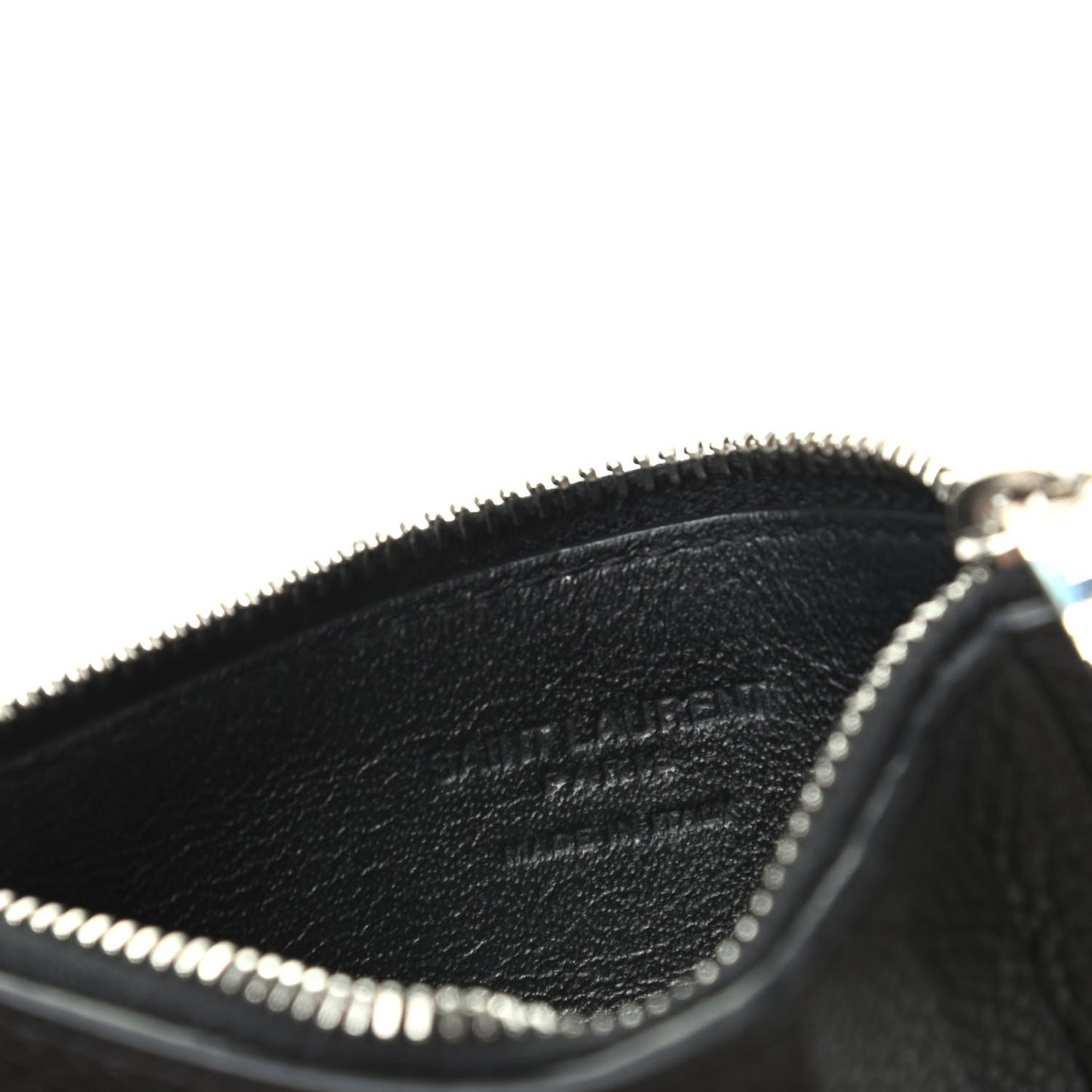 Grained Calfskin 5 Fragments Zip Pouch Card Holder Black