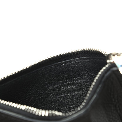 Saint Laurent Grained Calfskin 5 Fragments Zip Pouch Card Holder Black 6 of 7