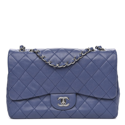Chanel Washed Caviar Jumbo Single Flap Blue 1 of 10