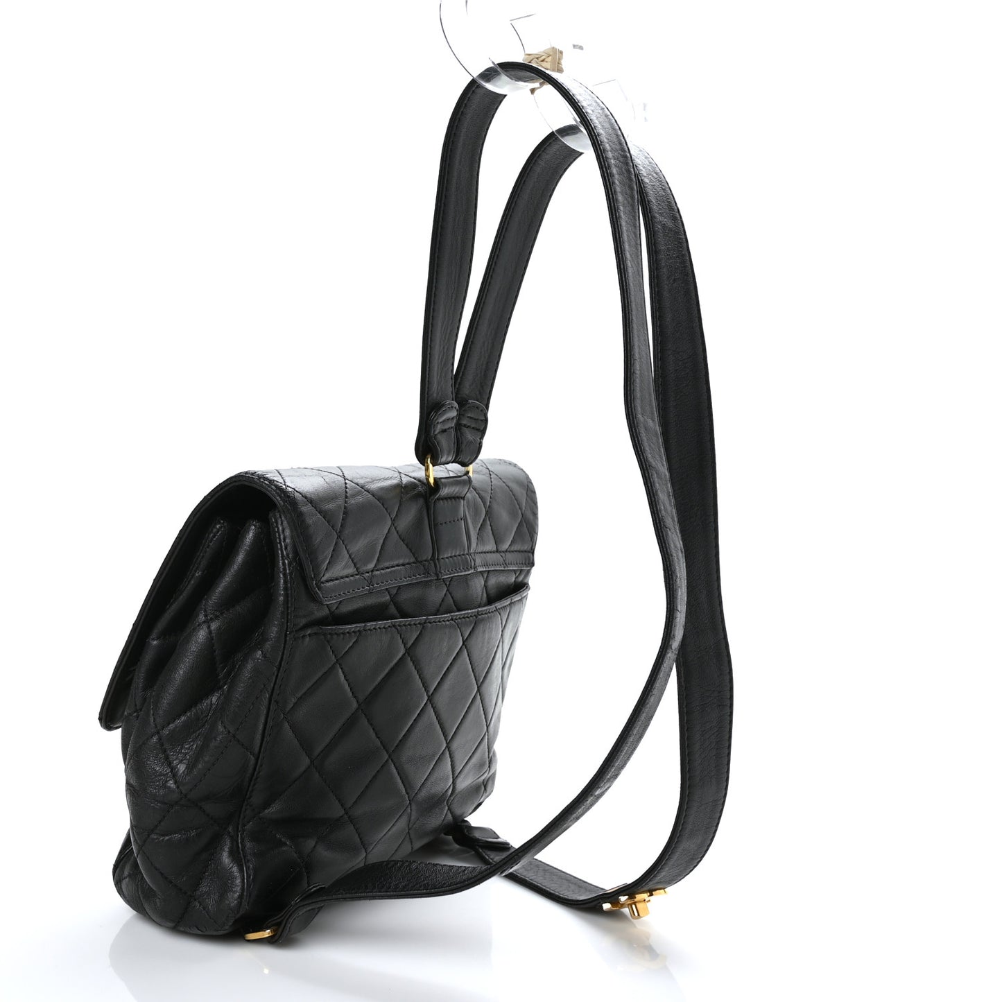 Lambskin Quilted Backpack Black