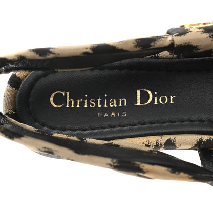 Christian Dior Nylon Leopard Print Mizza Slingback Flat 38 Beige Multicolor 5 of 9