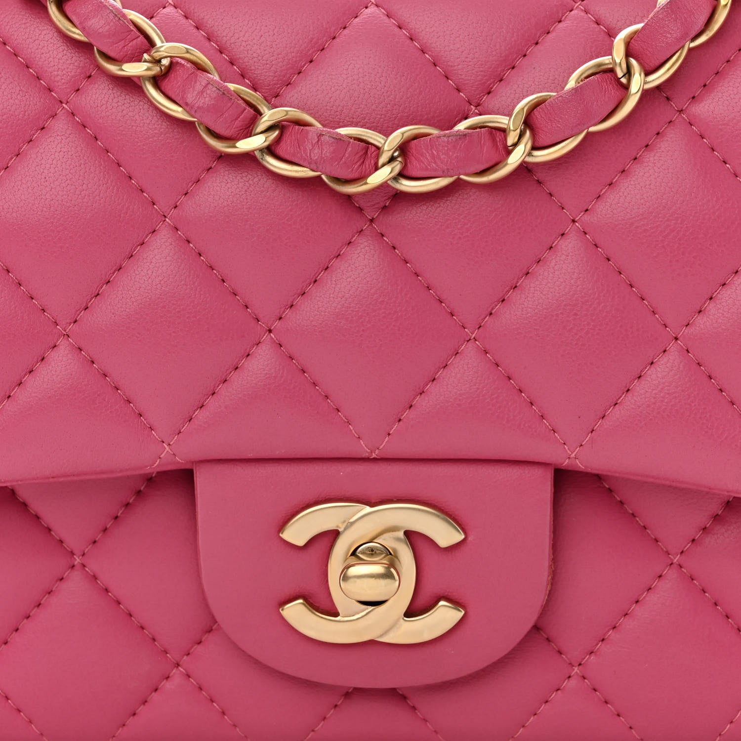 Chanel Lambskin Quilted Mini Square Flap Pink 8 of 12