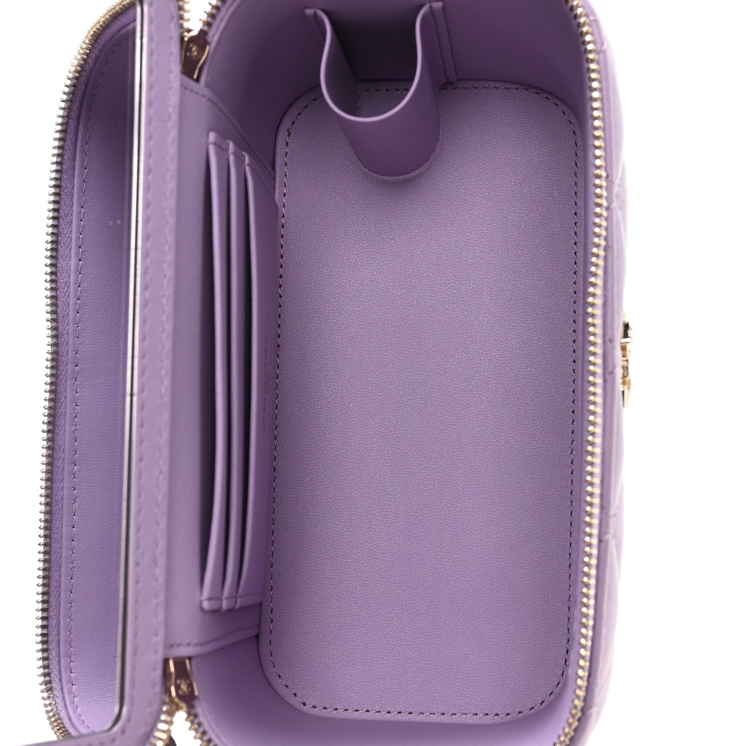 Chanel Lambskin Quilted Baguette Crystal Top Handle Vanity Case With Chain Purple 11 of 23