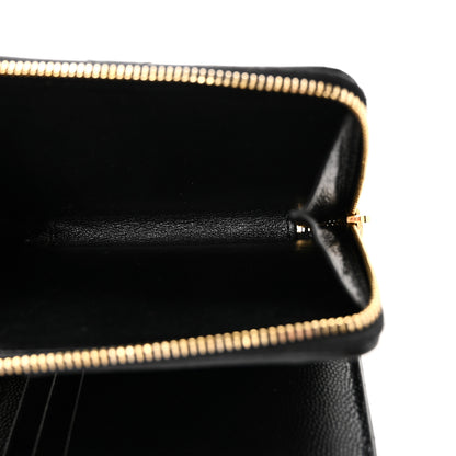 Saint Laurent Grain De Poudre Matelasse Chevron Monogram Compact Zip Around Wallet Black 5 of 8