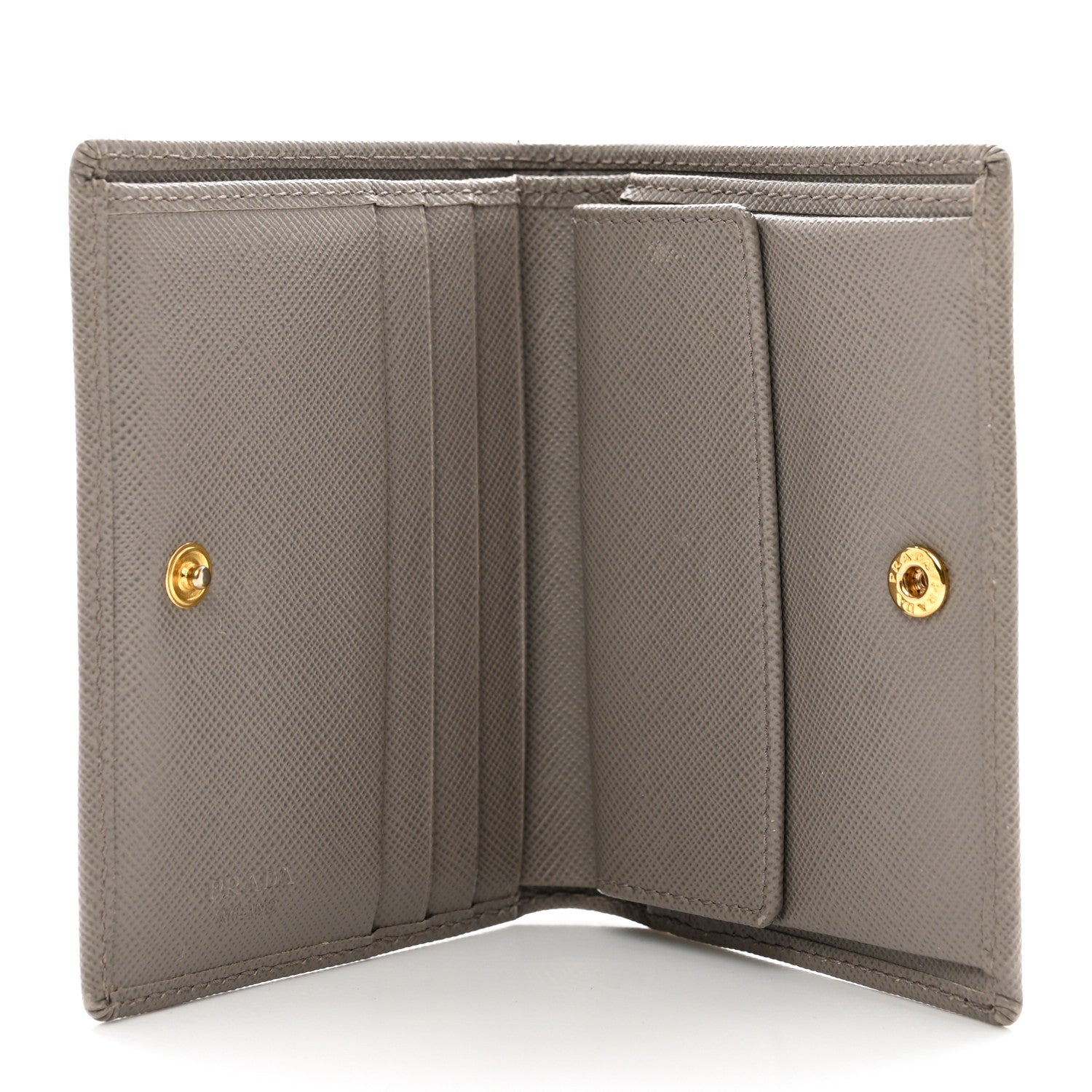 Prada Saffiano Metal Compact Snap Bi-Fold Wallet Marmo 5 of 6