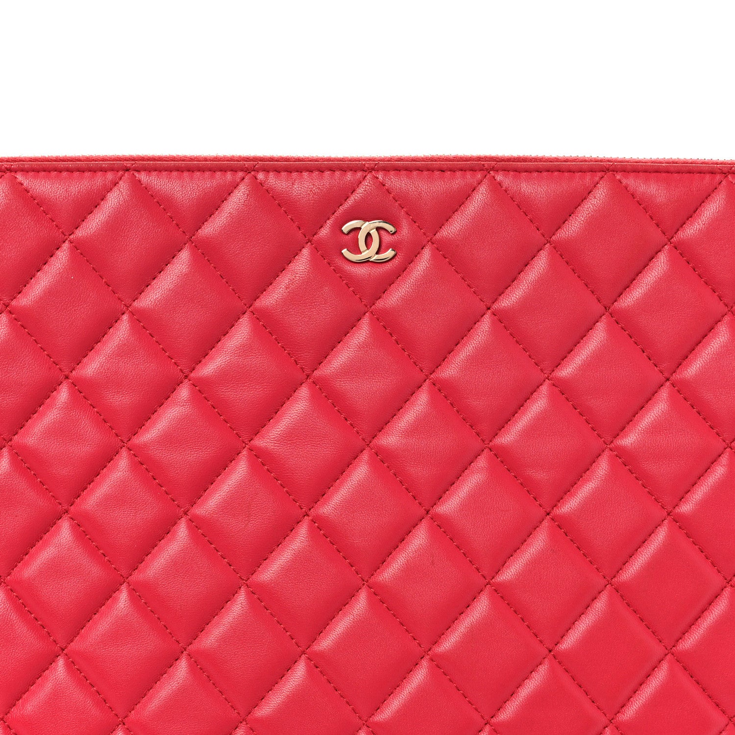 Chanel Lambskin Quilted Large Cosmetic Case Red 8 of 16