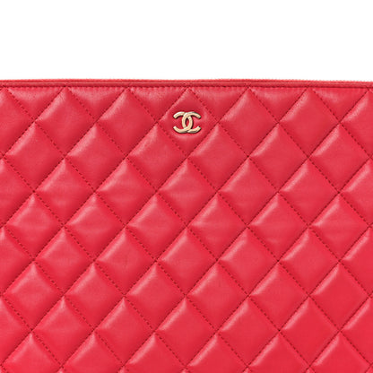 Chanel Lambskin Quilted Large Cosmetic Case Red 8 of 16