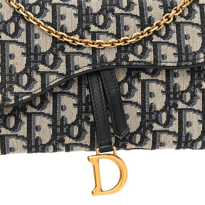 Christian Dior Oblique Saddle Chain Long Wallet Blue 9 of 13