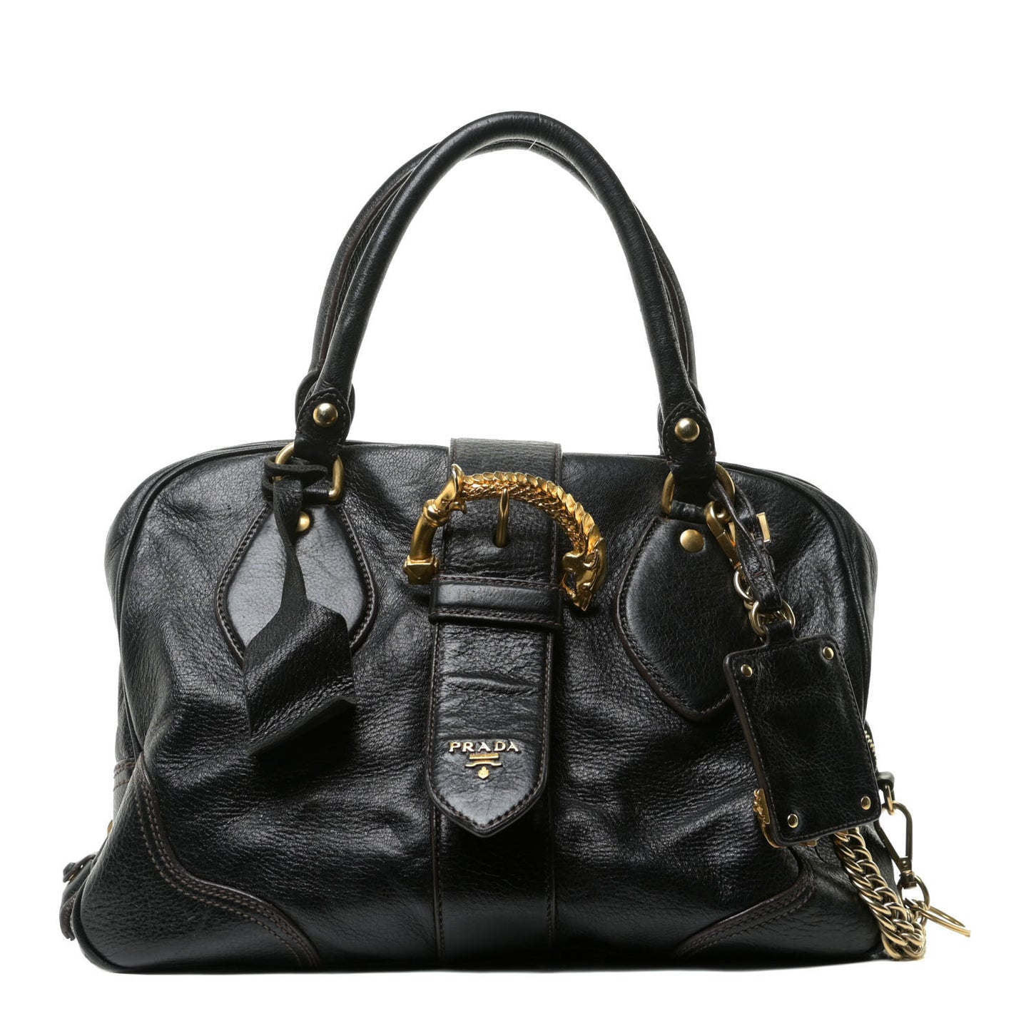 Cervo Large Animalier Satchel Black