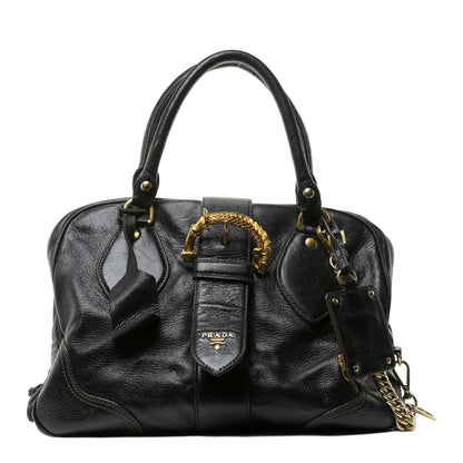 Prada Cervo Large Animalier Satchel Black 1 of 14