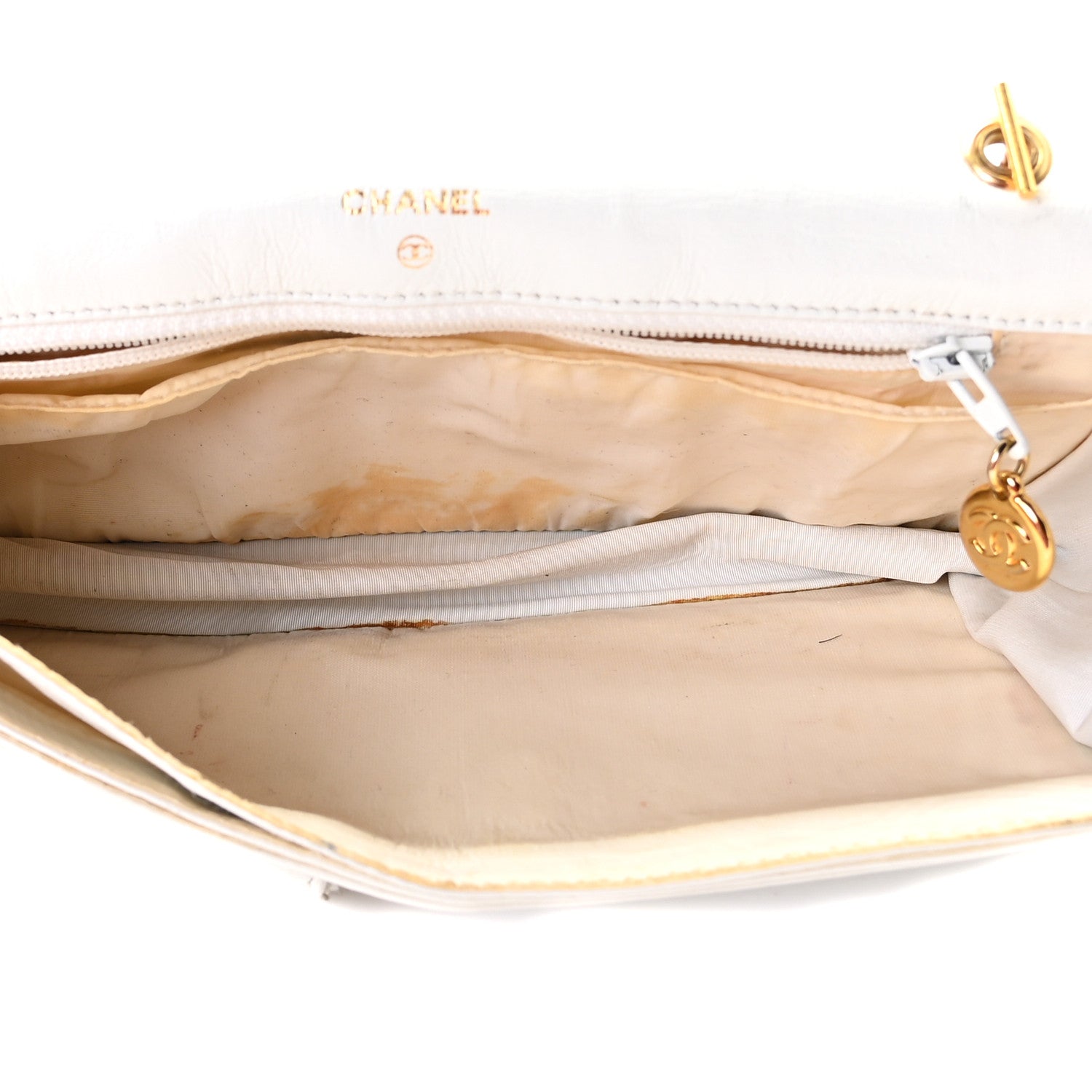 Chanel Caviar Timeless CC Wallet on Chain WOC White 5 of 8