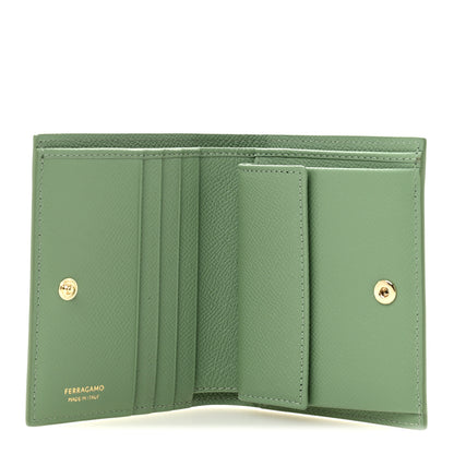 Salvatore Ferragamo Grained Calfskin Folding Wallet Seagrass 5 of 7