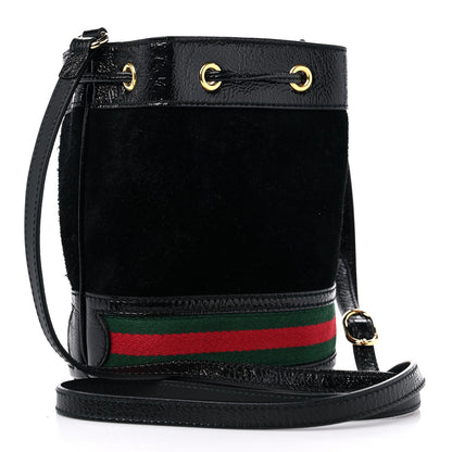 Gucci Suede Patent Web Mini Ophidia Bucket Bag Black 3 of 10