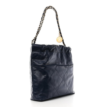 Chanel Shiny Calfskin Quilted Small Chanel 22 Navy 4 of 10
