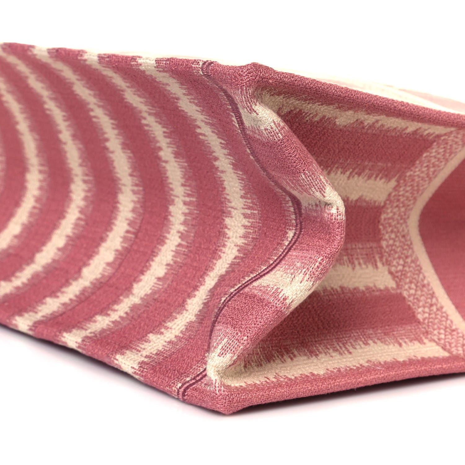 Christian Dior Canvas Embroidered Large Striped Book Tote Pink 9 of 10