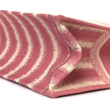 Christian Dior Canvas Embroidered Large Striped Book Tote Pink 9 of 10