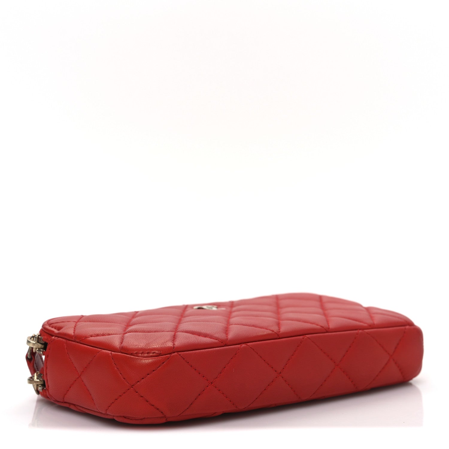 Chanel Lambskin Quilted Small Clutch With Chain Red 4 of 12