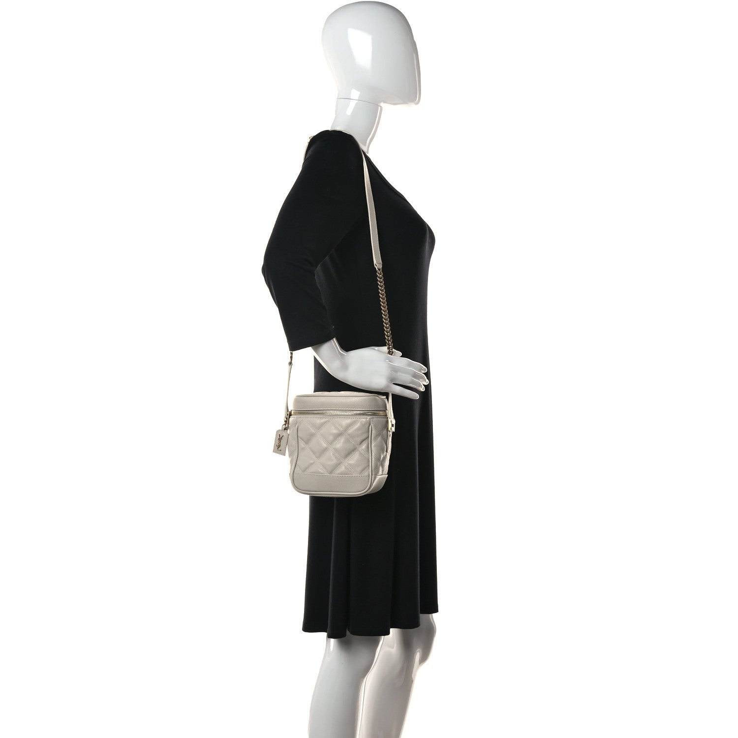 Saint Laurent Grain de Poudre Quilted 80's Vanity Bag Crema Soft 2 of 9