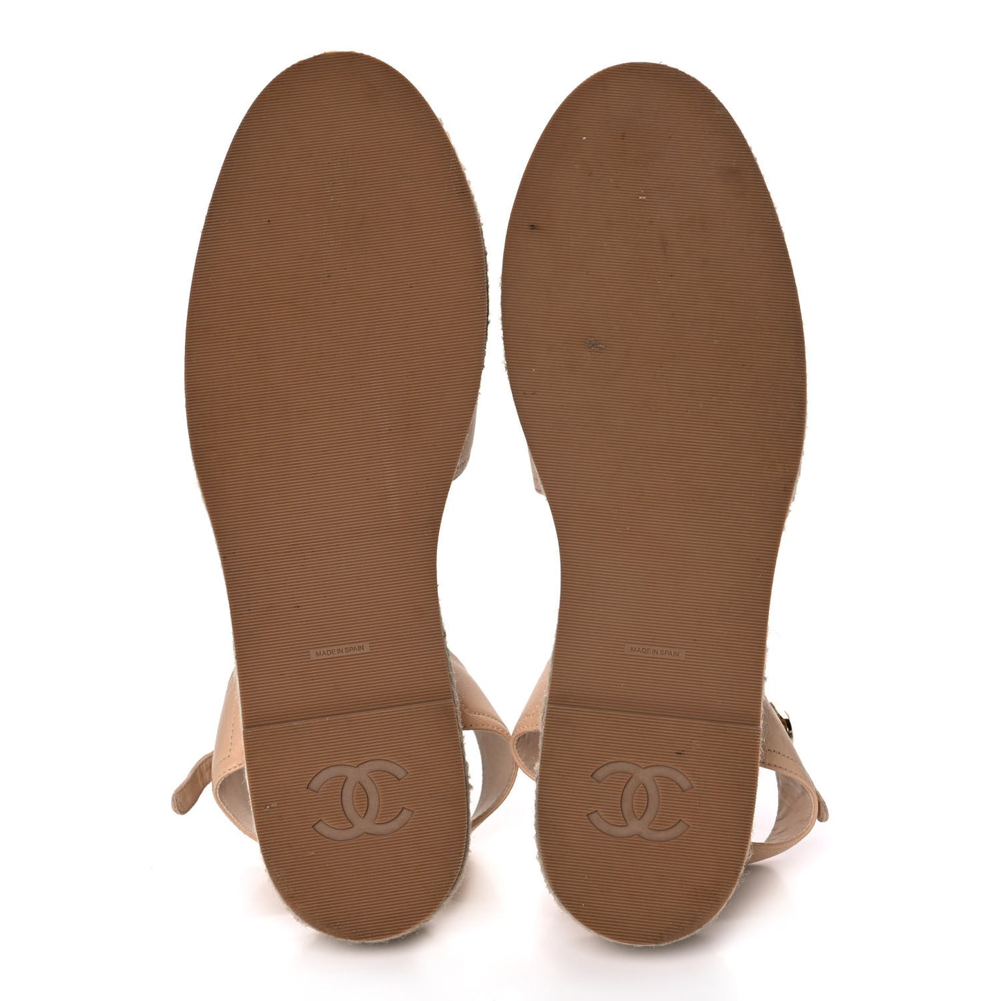 Lambskin Cap Toe CC Espadrille Sandals 42 Beige Black