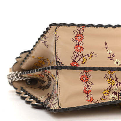 Fendi Calfskin Japanese Blossom Scalloped Studded Kan I Shoulder Bag 10 of 11