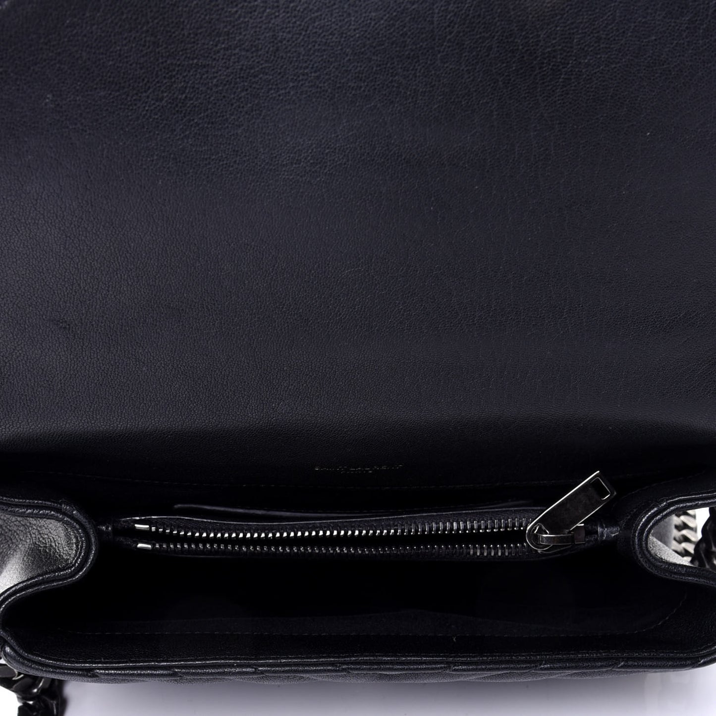 Sheepskin Matelasse Chevron Monogram Medium College Bag Black