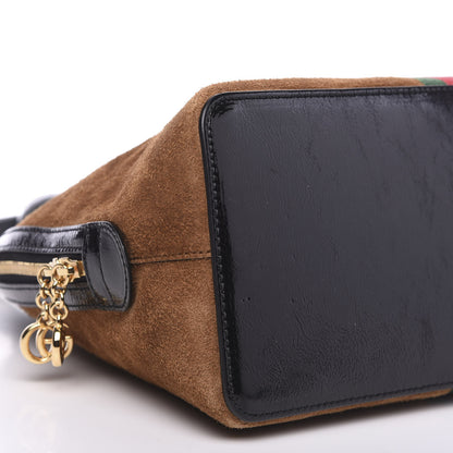 Gucci Suede Patent Web Medium Ophidia Top Handle Dome Bag Nocciola Black 5 of 9