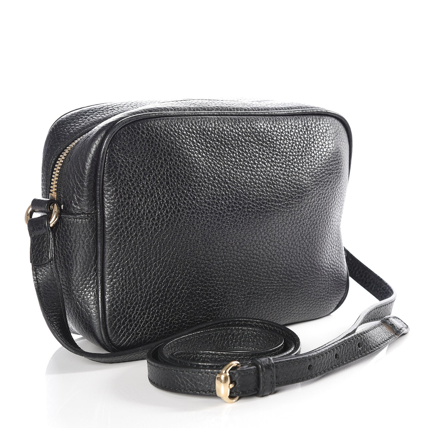 Pebbled Calfskin Small Soho Disco Bag Black