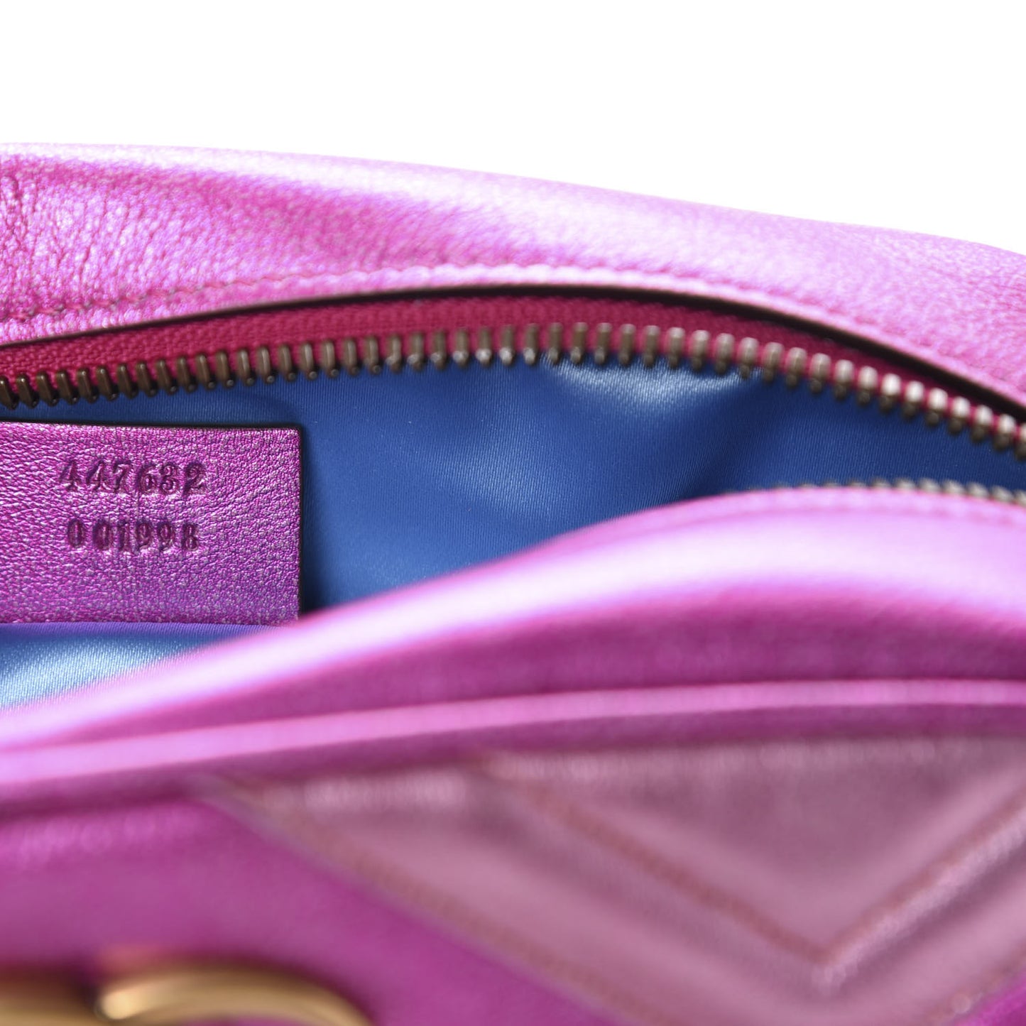 Laminated Nappa Matelasse Small GG Marmont Chain Shoulder Bag Fuxia Rosso Rosa
