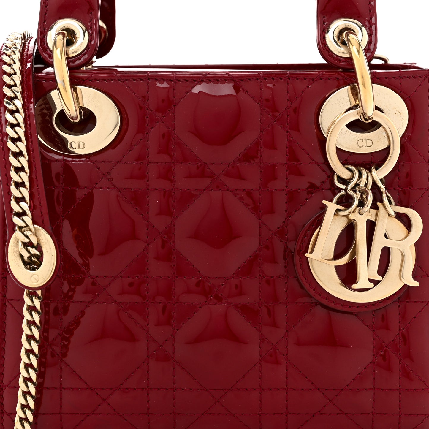 Patent Cannage Mini Lady Dior Red