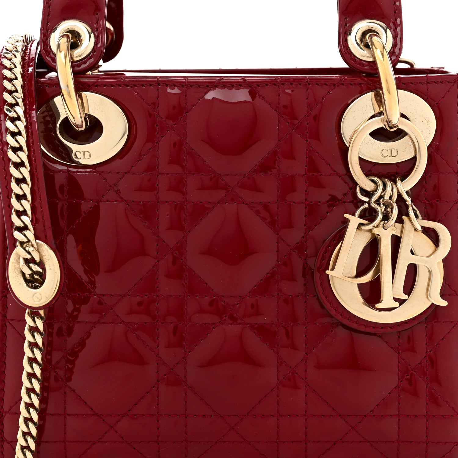 Christian Dior Patent Cannage Mini Lady Dior Red 8 of 10