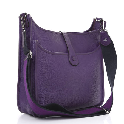 Hermes Taurillon Clemence Amazone Evelyne III GM Ultraviolet 3 of 10