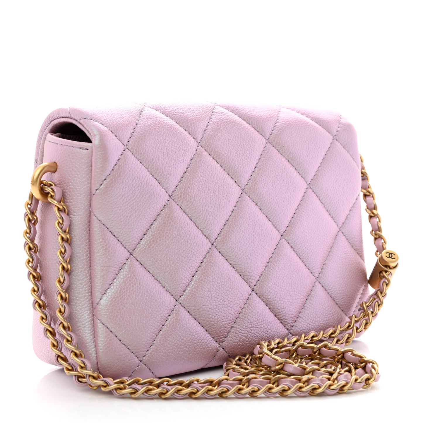 Iridescent Caviar Quilted Mini My Perfect Flap Pink