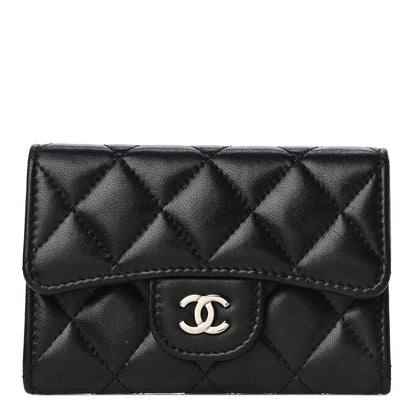 Chanel Lambskin Quilted Flap Card Holder Wallet Black 1 of 18