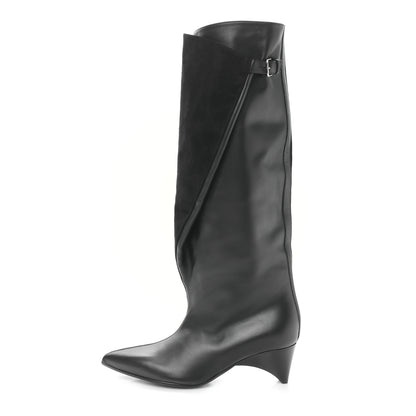 Hermes Suede Goatskin Calfskin Hilona 55 Ankle Boots 37.5 Black 1 of 7