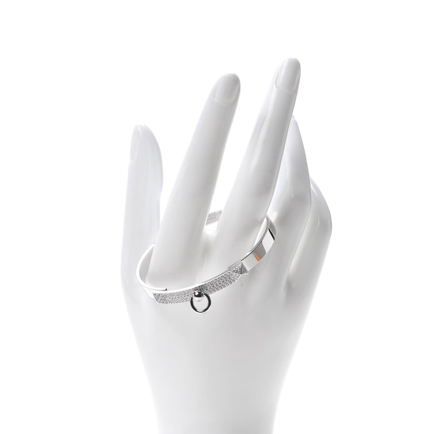 18K White Gold Pave Diamond PM Collier De Chien Bracelet SH
