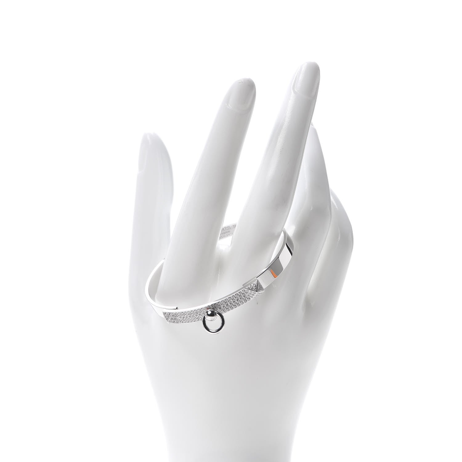 Hermes 18K White Gold Pave Diamond PM Collier De Chien Bracelet SH 2 of 5