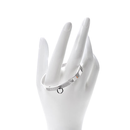 Hermes 18K White Gold Pave Diamond PM Collier De Chien Bracelet SH 2 of 5
