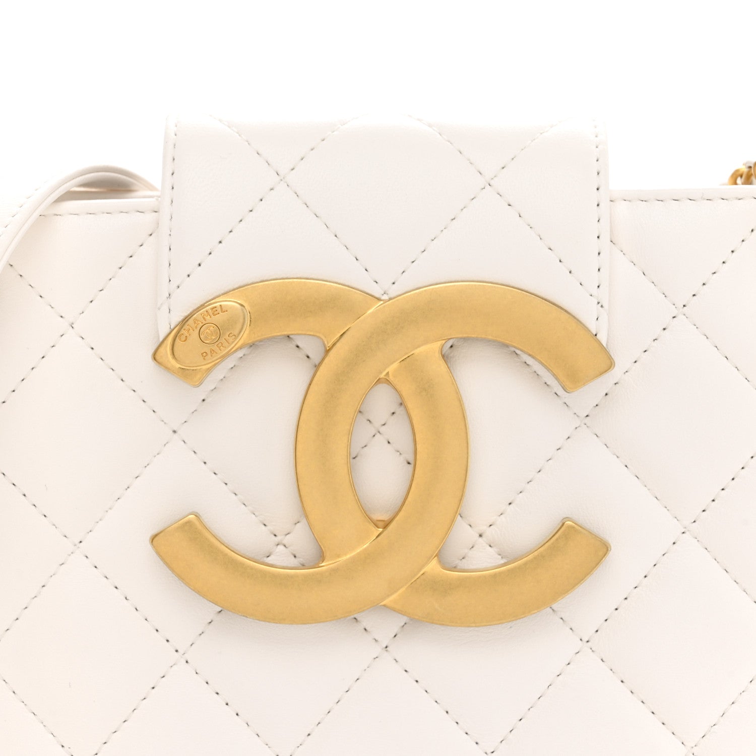 Chanel Lambskin Quilted Giant CC Shoulder Bag White 8 of 10