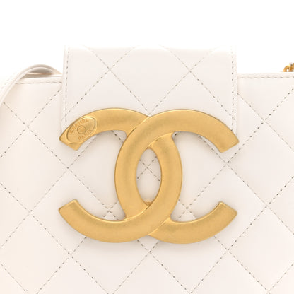 Chanel Lambskin Quilted Giant CC Shoulder Bag White 8 of 10