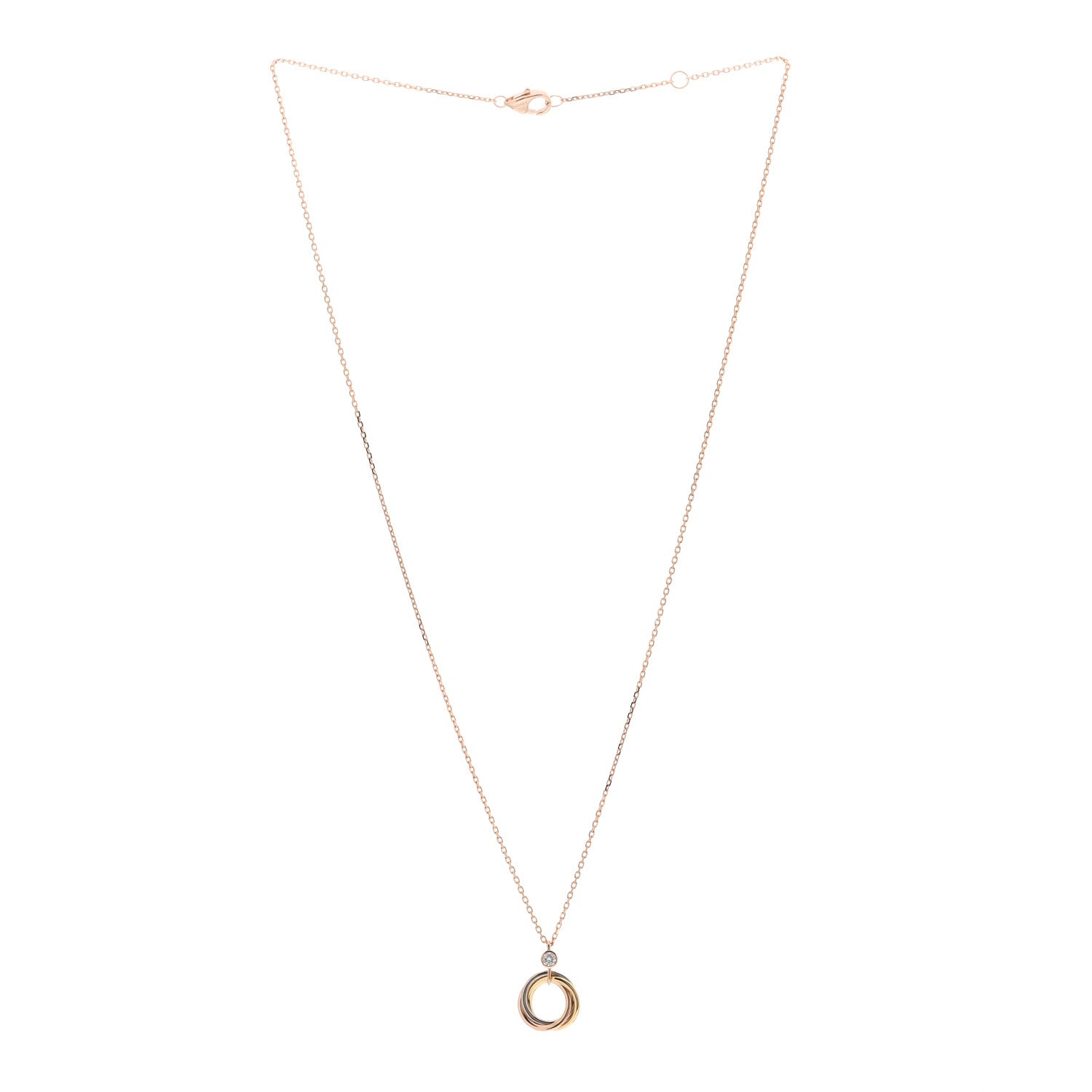 Cartier 18K Pink Yellow White Gold Diamond Trinity Pendant Necklace 3 of 5