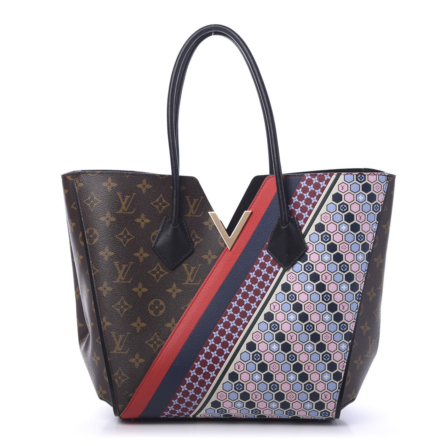 Louis Vuitton Calfskin Monogram Kimono Tote MM Rouge Navy 1 of 16