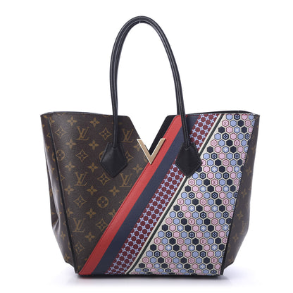 Louis Vuitton Calfskin Monogram Kimono Tote MM Rouge Navy 1 of 16