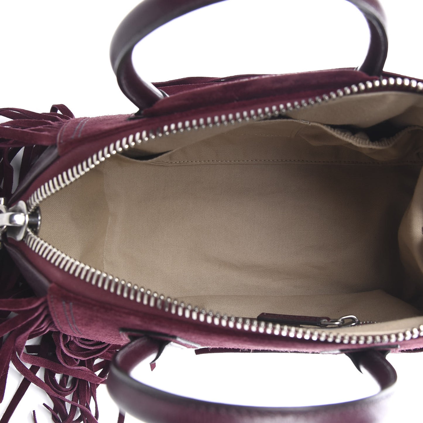 Calfskin Suede Small Fringe Antigona Burgundy