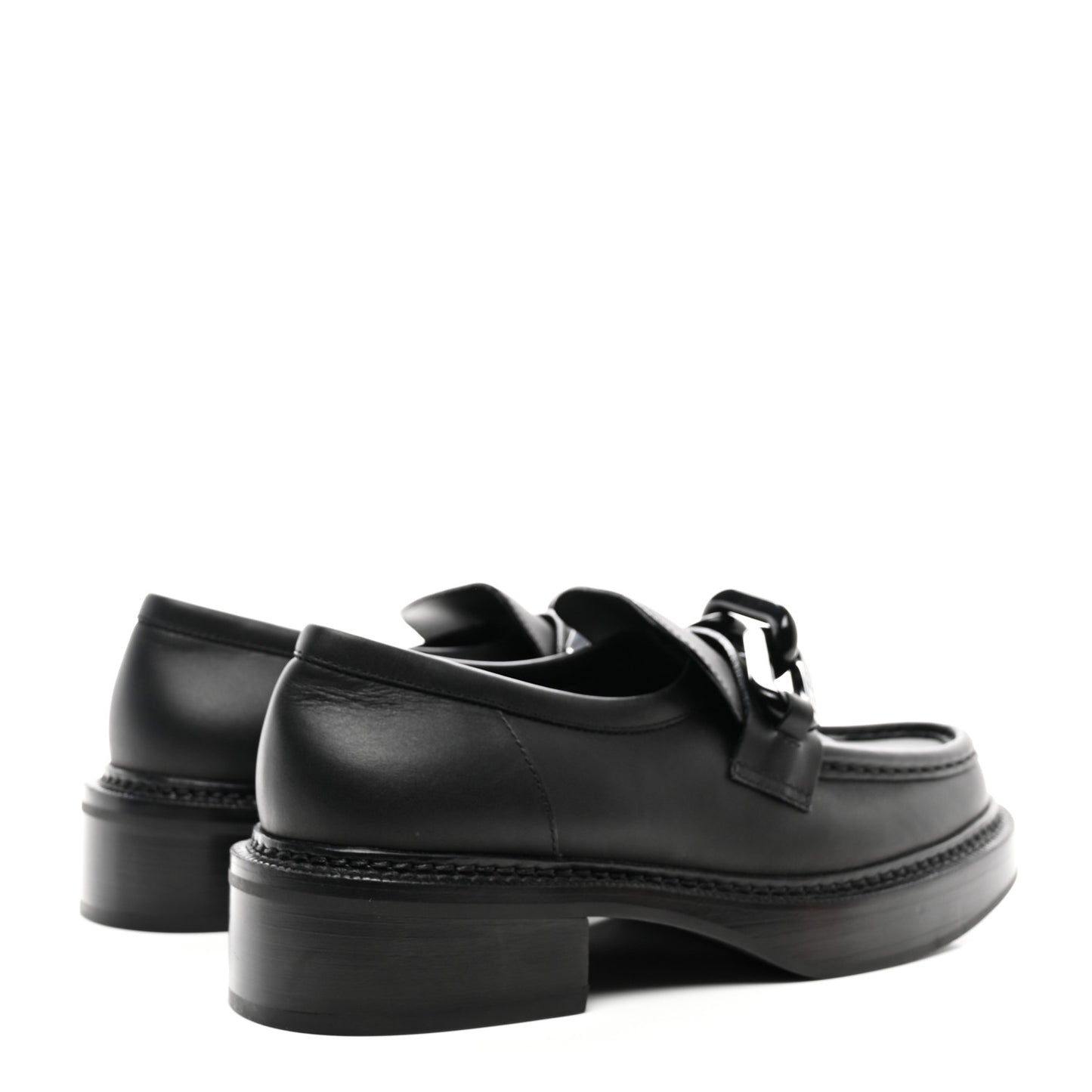 Calfskin Oversized Chain Academy Loafers 40 Black